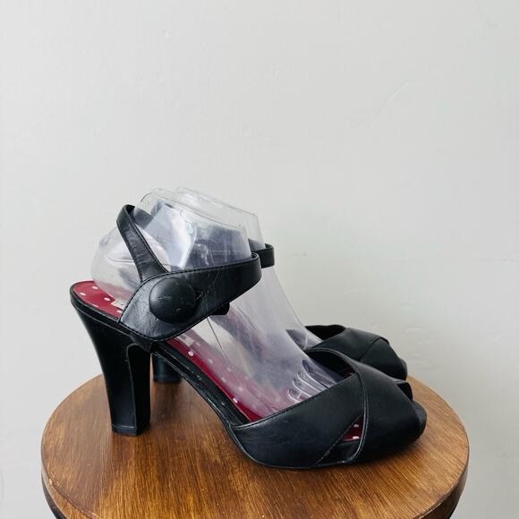 American Eagle Black Leather Slingback Heels Women’s Size 11 - Picture 4 of 10